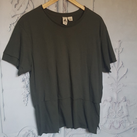 Feathers Green Layered Short Sleeve Shirt - Picture 1 of 4